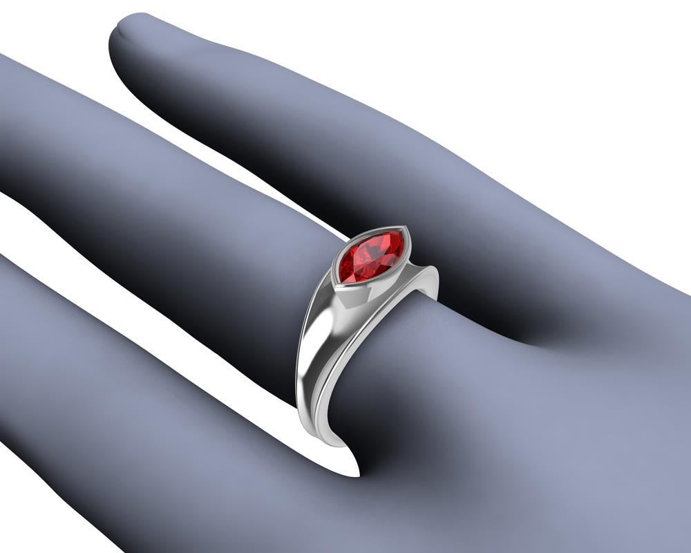 For Sale:  Platinum Marquise Ruby 1.1 Carat Sculpture Ring 7