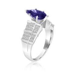 Platinum Marquise Shape Purplish Tanzanite and Diamond Ring 'Center, 1.99 Carat'