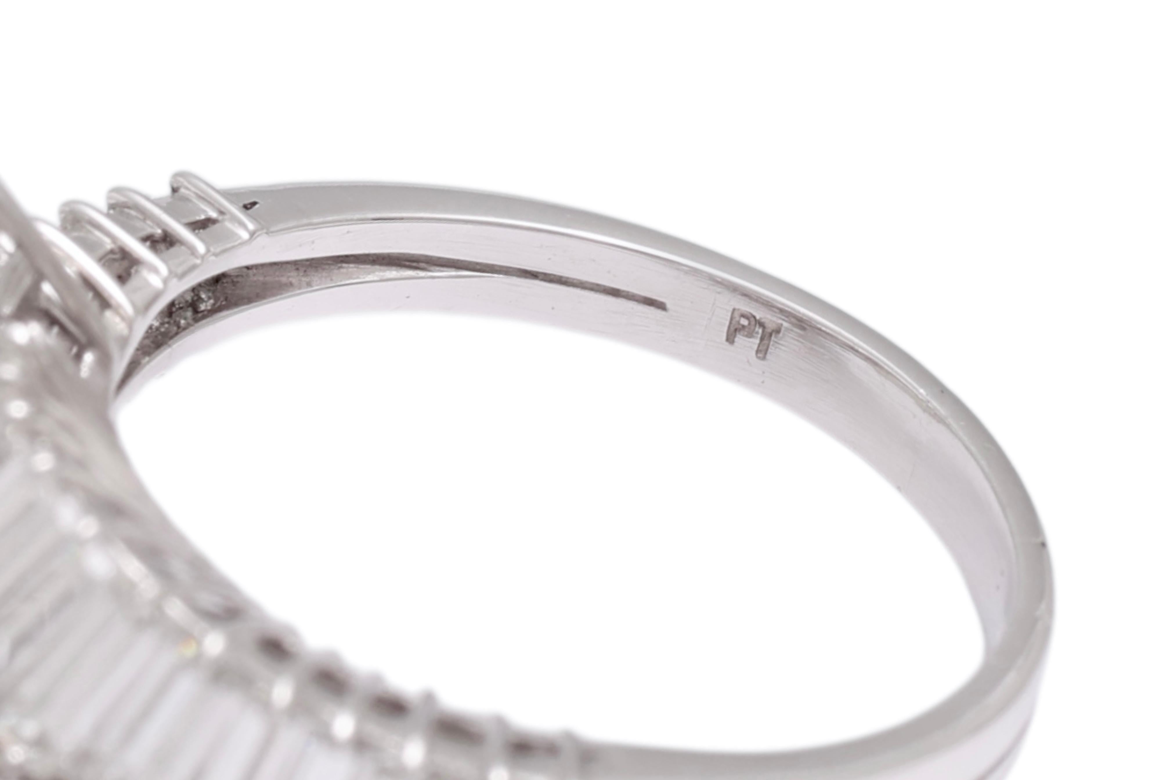 Platinum Marquise, Tapers & Baguette Cut Diamonds Engagement Ring For Sale 4