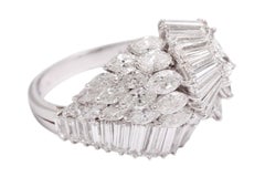 Platinum Marquise, Tapers & Baguette Cut Diamonds Engagement Ring