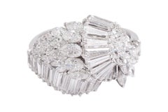 Vintage Platinum Marquise, Tapers & Baguette Cut Diamonds Engagement Ring