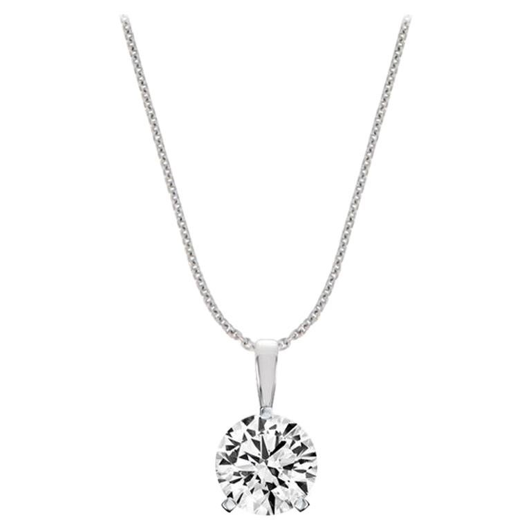 Platinum Martini 3 Prongs Natural Diamond Pendant '1 1/2 Carat'