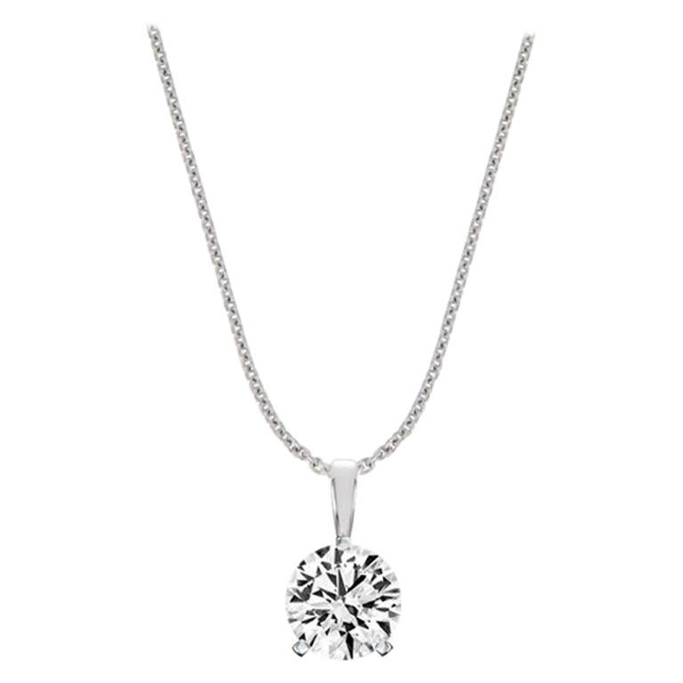 Platinum Martini 3 Prongs Natural Diamond Pendant '1/2 Carat' For Sale