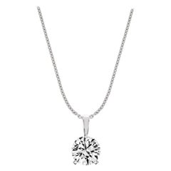 Platinum Martini 3 Prongs Natural Diamond Pendant '1/2 Carat'