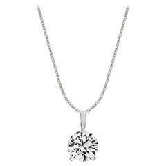 Platinum Martini 3 Prongs Natural Diamond Pendant '1 Carat'