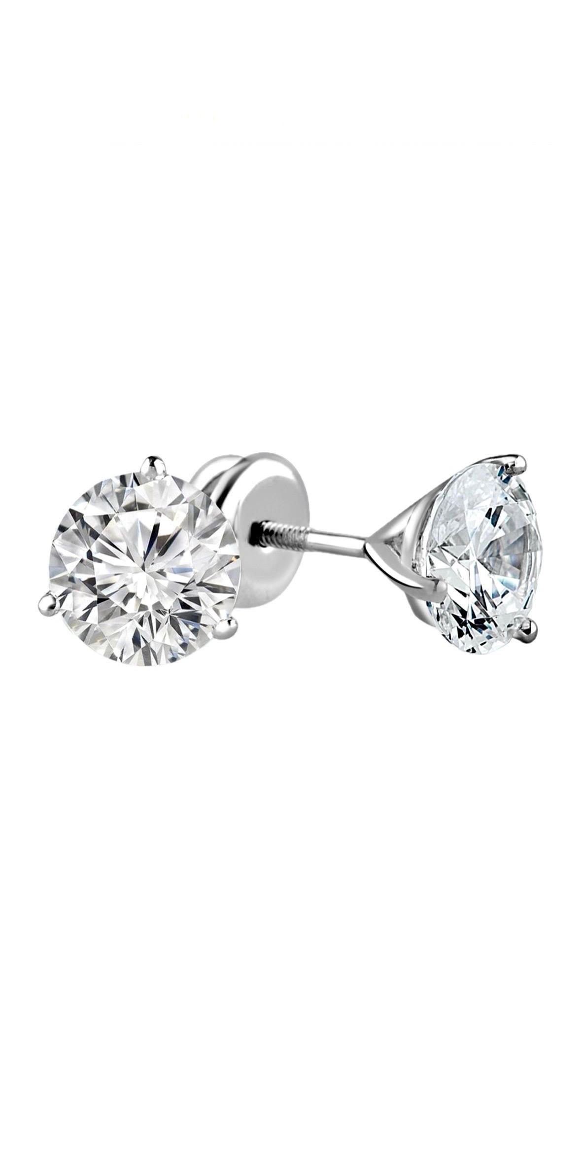 Pendientes de platino Martini E F Color con diamante redondo certificado GIA de 2,41 quilates en Nuevo estado para la venta en Los Angeles, CA