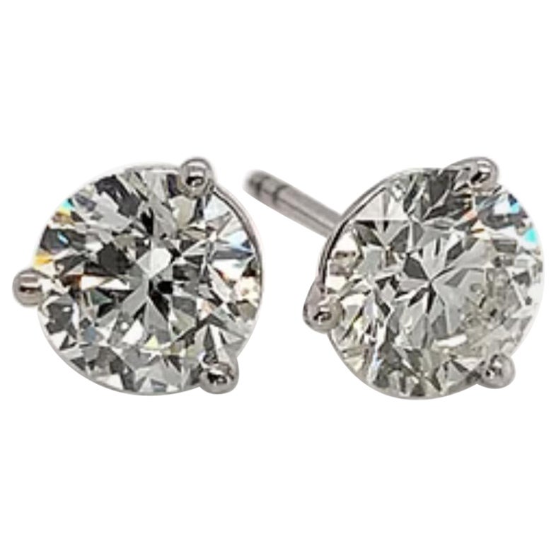 Pendientes de platino Martini E F Color con diamante redondo certificado GIA de 2,41 quilates en venta