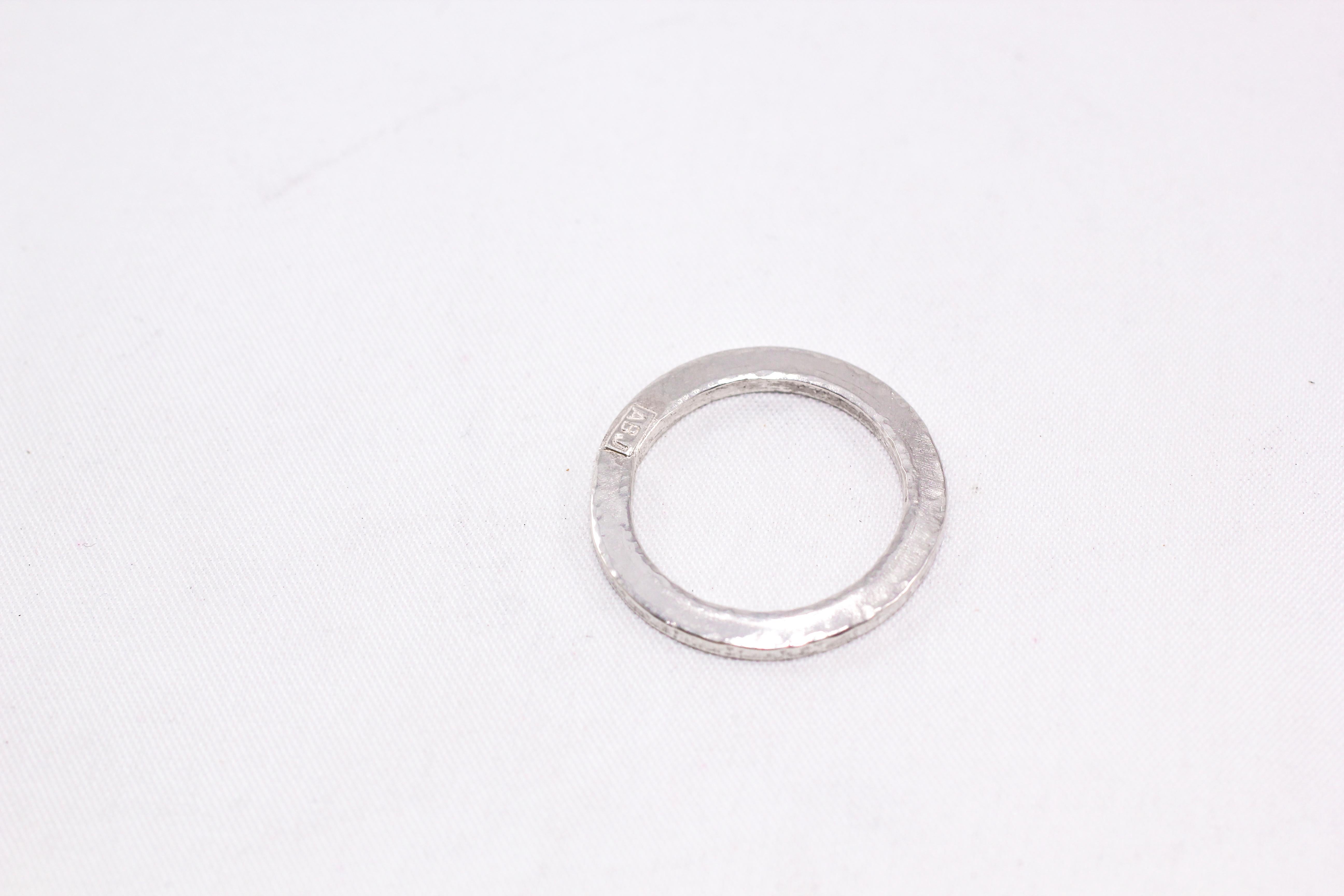 Simplicity Medium Disk contemporary unisex design- 
For sale here is Band Ring in platinum. Can be worn as a bridal or wedding ring or a stacking fashion ring. Great as a woman's or a man's ring.

Process: This striking ring is first hand-forged in