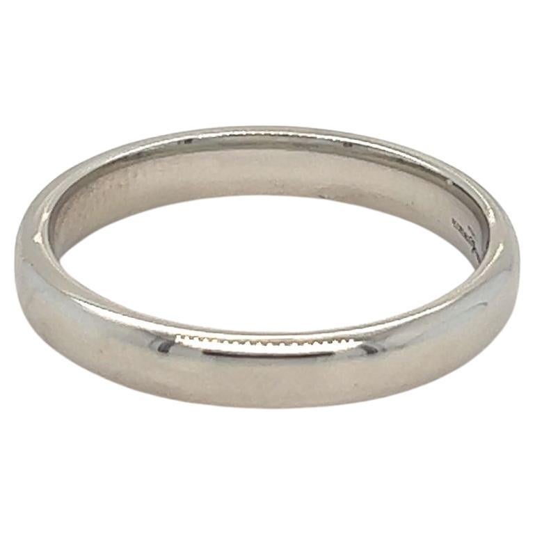 Platinum Wedding band, Medium Gauge Band, 3mm wide Handcrafted in London For Sale