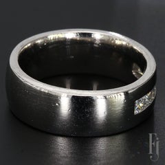 Platinum Men's Diamond Band with Six Channel Set Princess Diamonds - Size 6.75