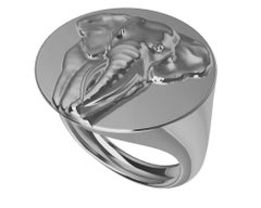 Platinum  Elephant 2 Tusks Signet Ring