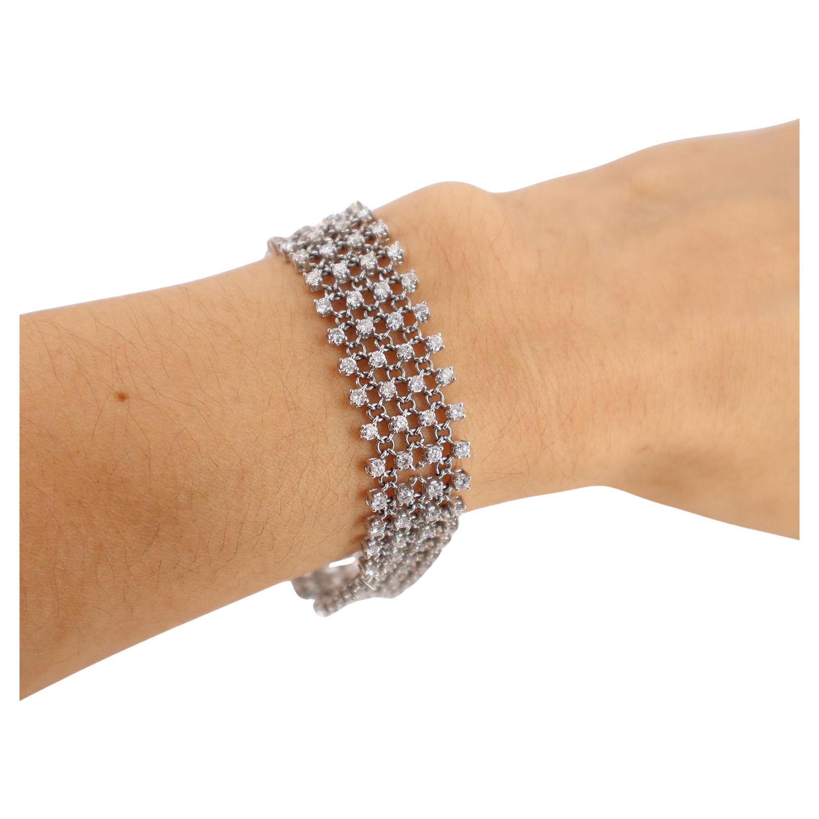 Platinum Mesh Bracelet with 6.40 Cts in Diamonds