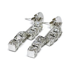 Platinum Michael B Sugar Cube Diamond Earrings