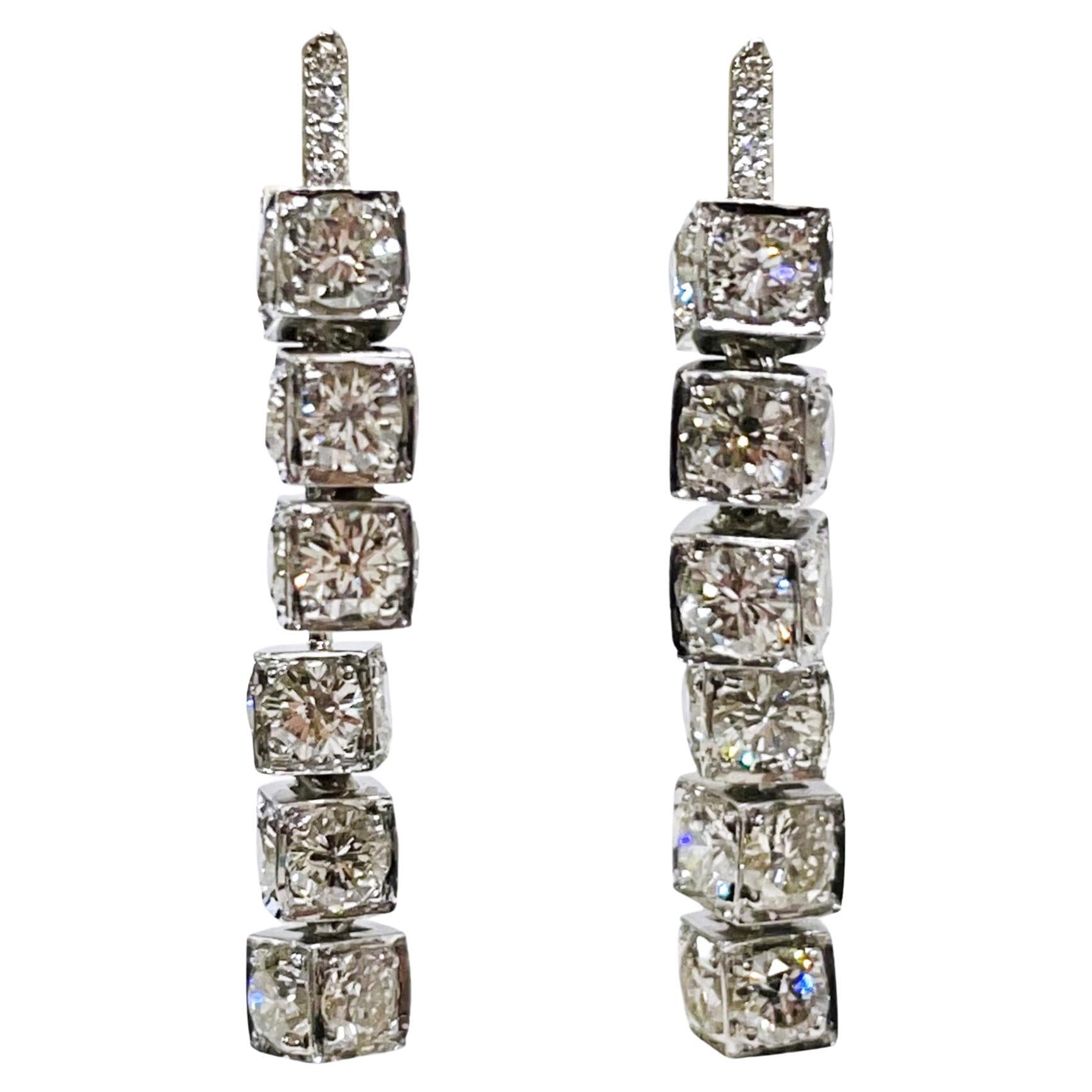 Platinum Michael B Sugar Cube Diamond Earrings For Sale