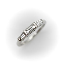 Platinum Mid-Century Modern Diamond Baguette Ring Band