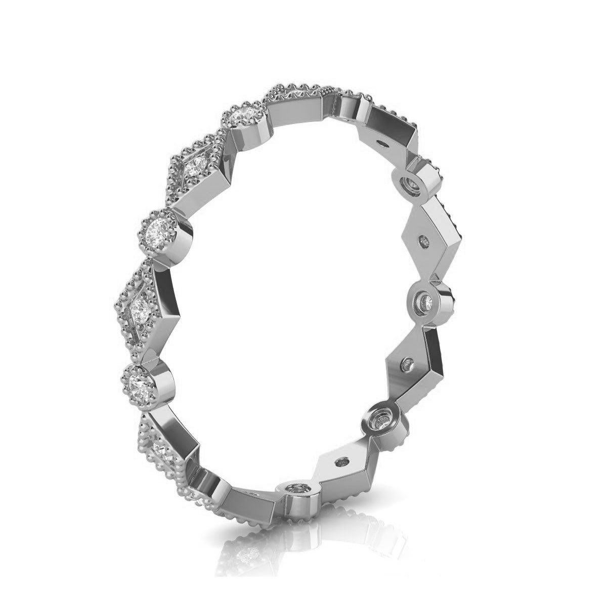 For Sale:  Platinum Milgrain Delicate Nilian Eternity Diamond Ring '1/10 Ct. tw' 2