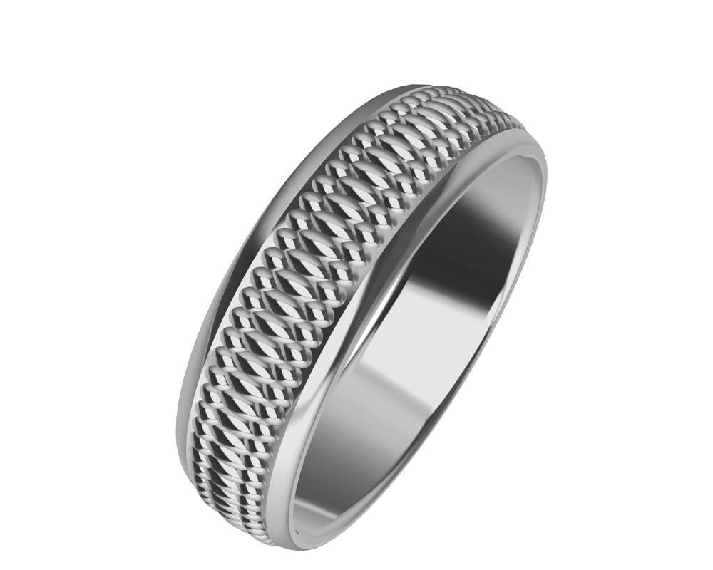 Im Angebot: Platin Milgrain polierter Ehering () 5