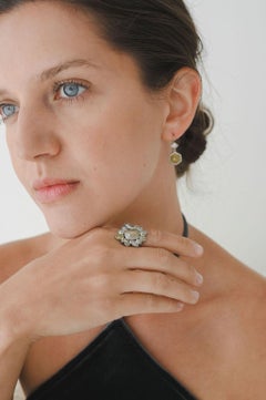 Platinum Milky Diamond Daisy Ring