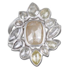 Platinum Milky Diamond Daisy Ring