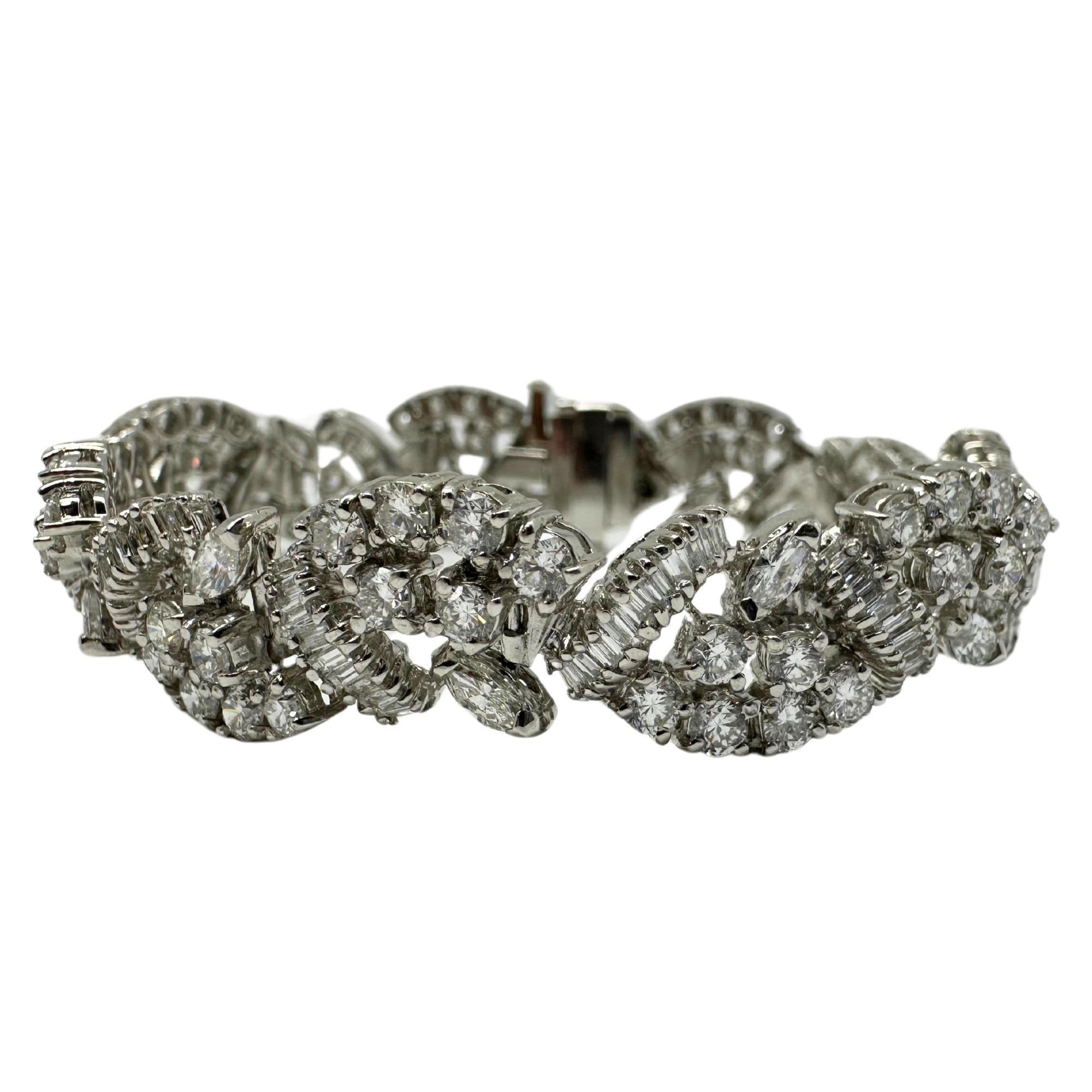 Taglio misto Bracciale in platino con diamanti a taglio misto in vendita