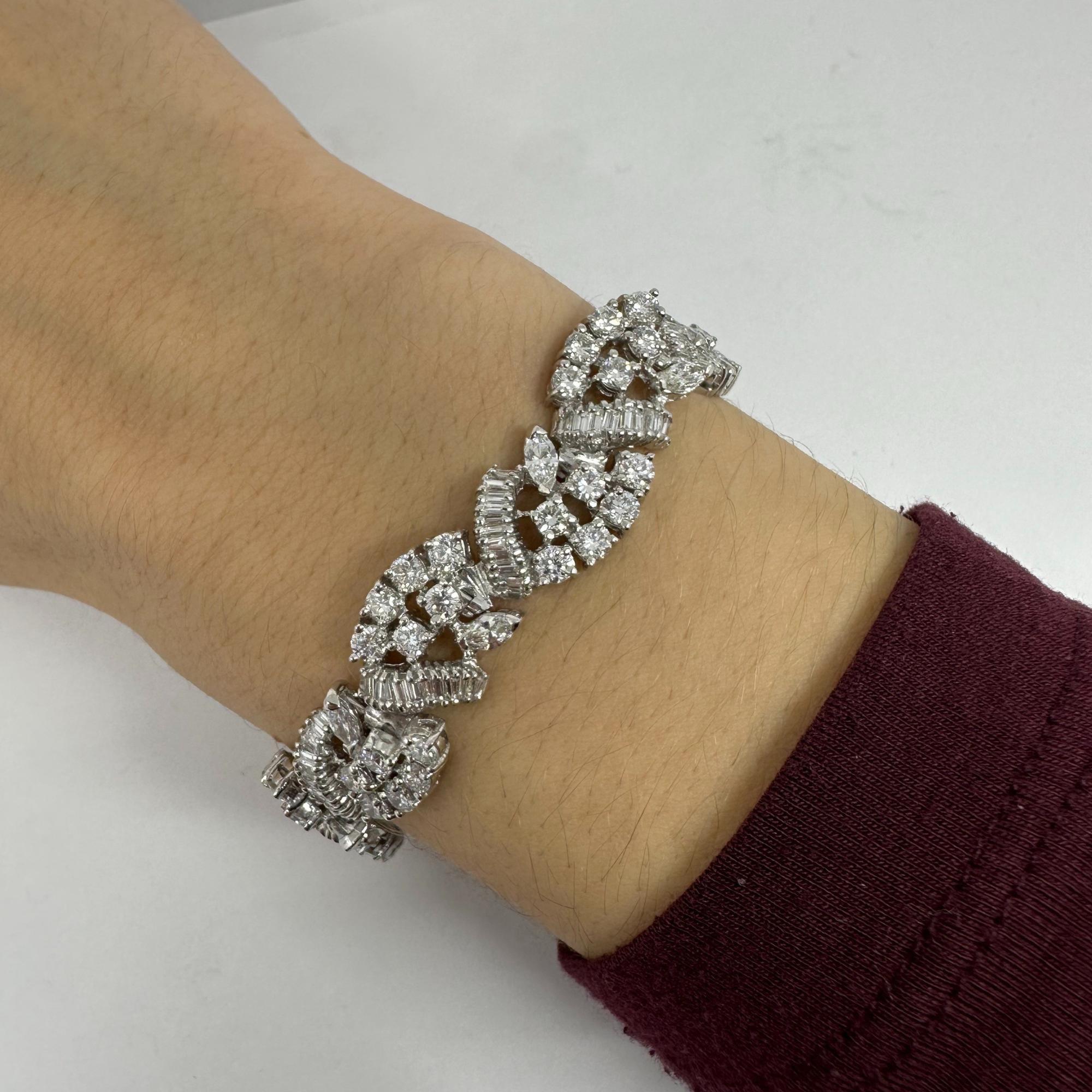 Bracciale in platino con diamanti a taglio misto in vendita 1