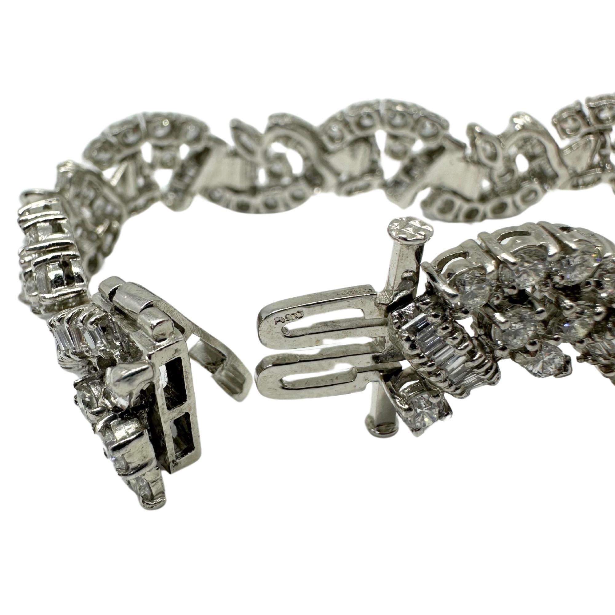 Bracciale in platino con diamanti a taglio misto in vendita 2