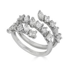 Platinum Mixed Diamonds Spiral Ring
