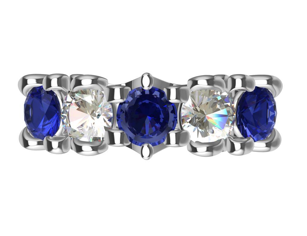 For Sale:  Platinum Modern Victorian Sapphires and GIA Diamonds Cocktail Ring 12