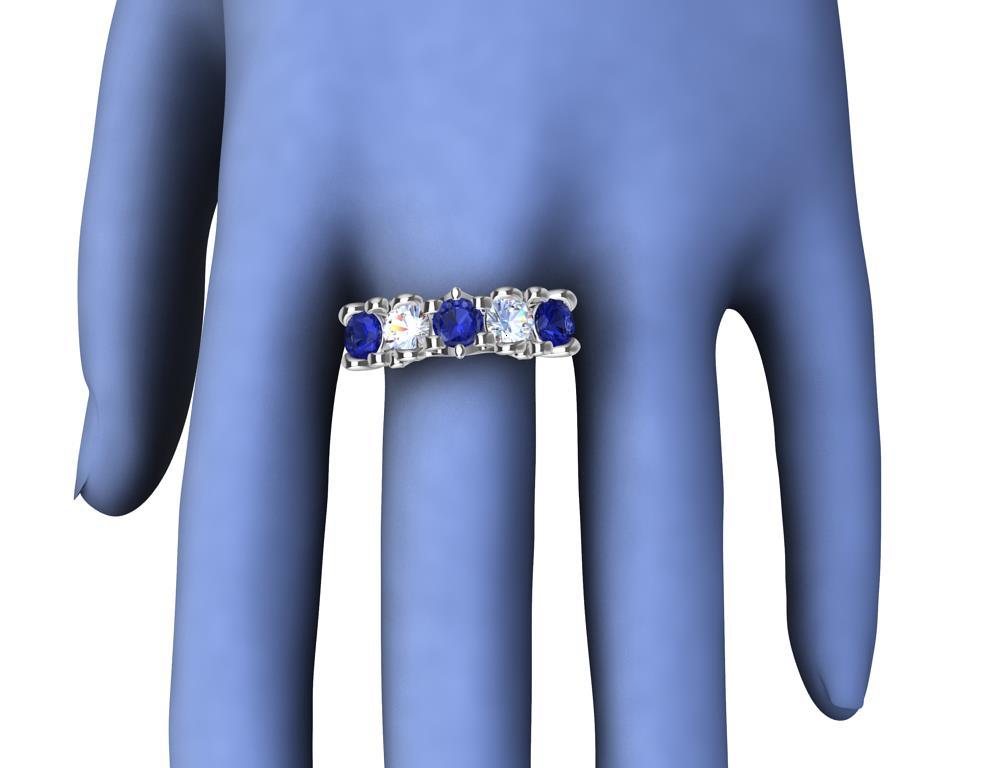 For Sale:  Platinum Modern Victorian Sapphires and GIA Diamonds Cocktail Ring 7