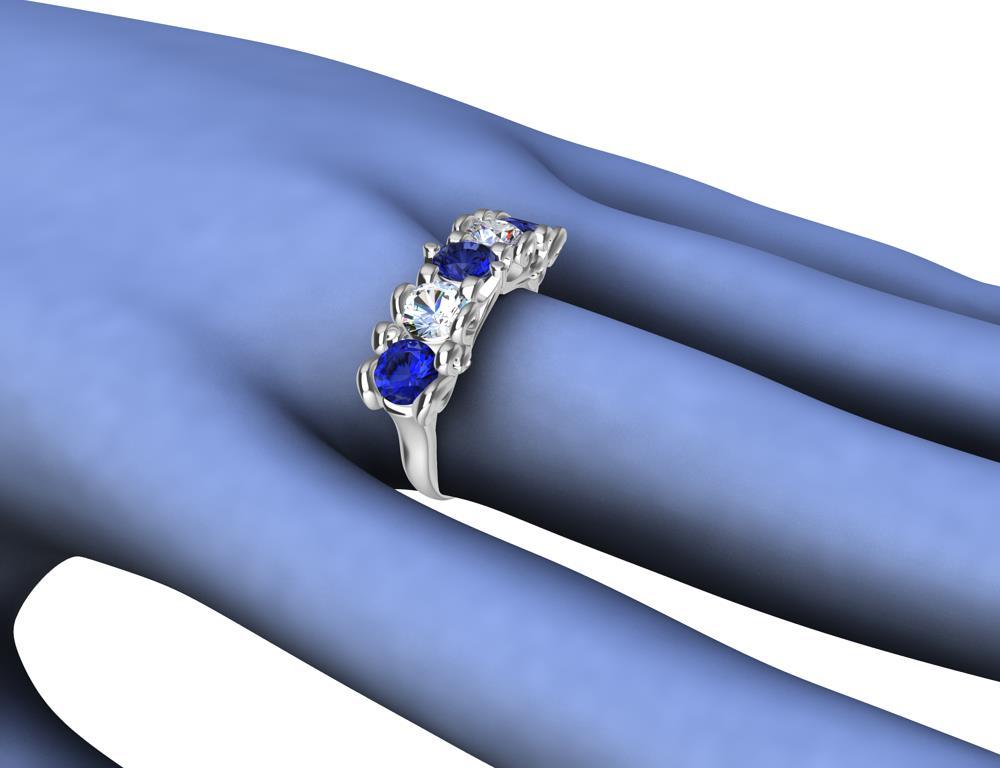 For Sale:  Platinum Modern Victorian Sapphires and GIA Diamonds Cocktail Ring 9
