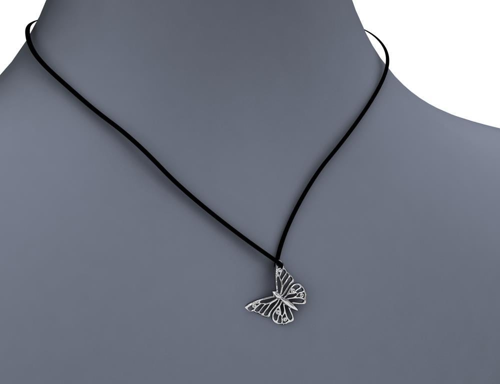 Women's Platinum Monarch Butterfly and GIA Diamonds Pendant Necklace For Sale