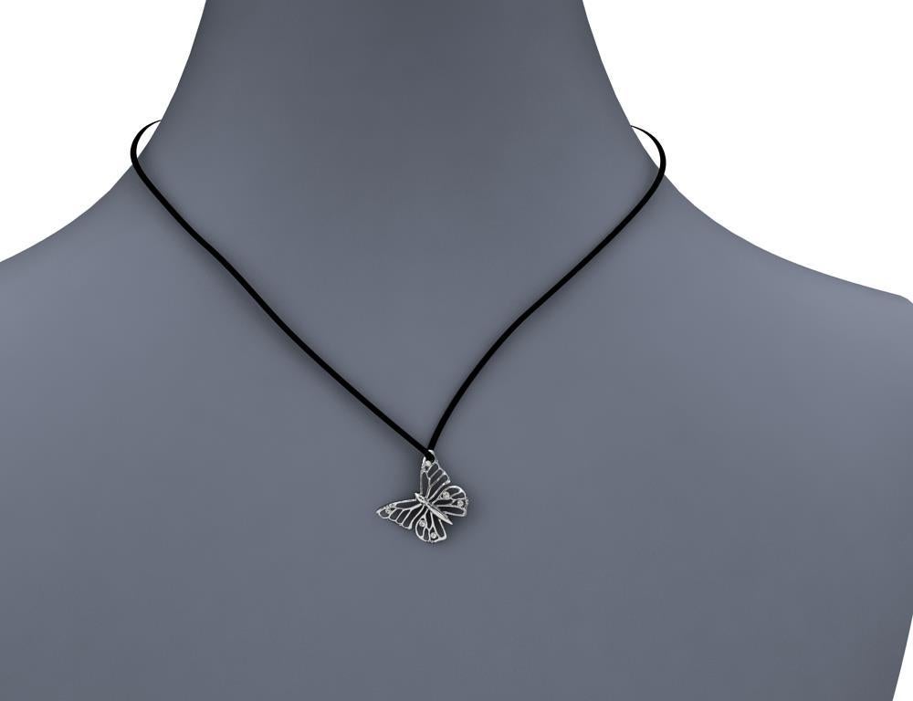 Platinum Monarch Butterfly and GIA Diamonds Pendant Necklace For Sale 1