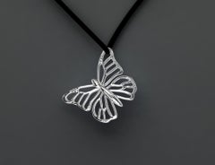 Platinum Monarch Butterfly 20 mm wide Pendant Necklace