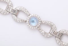 Platinum Moonstone and Diamond Open Link Bracelet