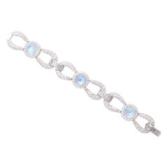 Platinum Moonstone and Diamond Open Link Bracelet