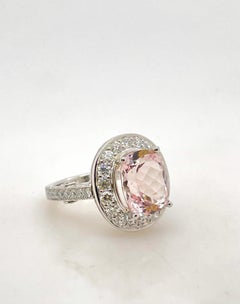 Platinum Morganite & Diamond Cocktail Ring