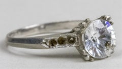 Platinum Mounting Solitaire Style Ring with Simulated Diamond