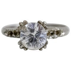 Platinum Mounting Solitaire Style Ring with Simulated Diamond