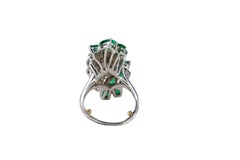 Platinum Multi Cut Diamond & Emerald Cocktail Ring