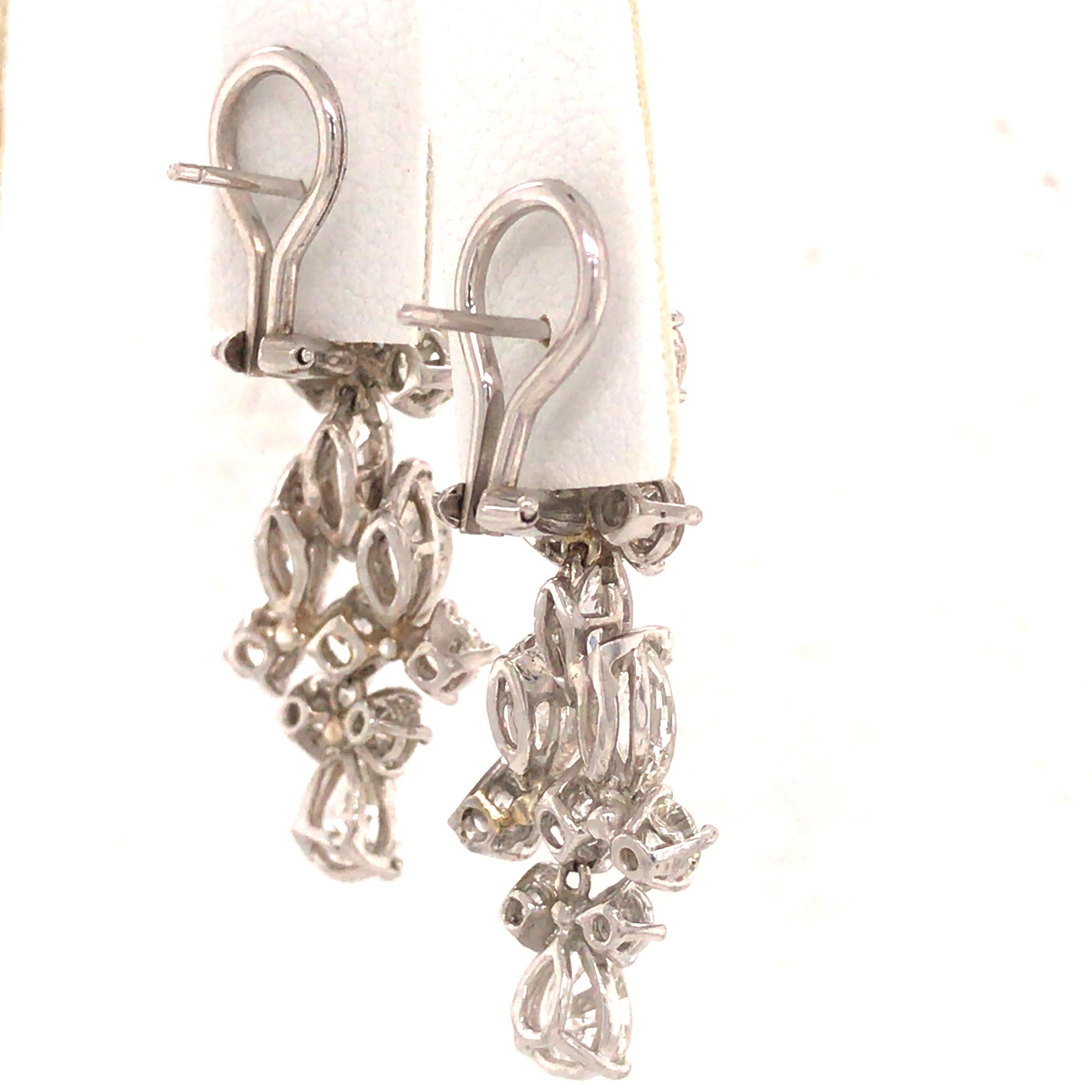 Platinum Multi-Shape Diamond Hanging Earrings In Good Condition In Boca Raton, FL