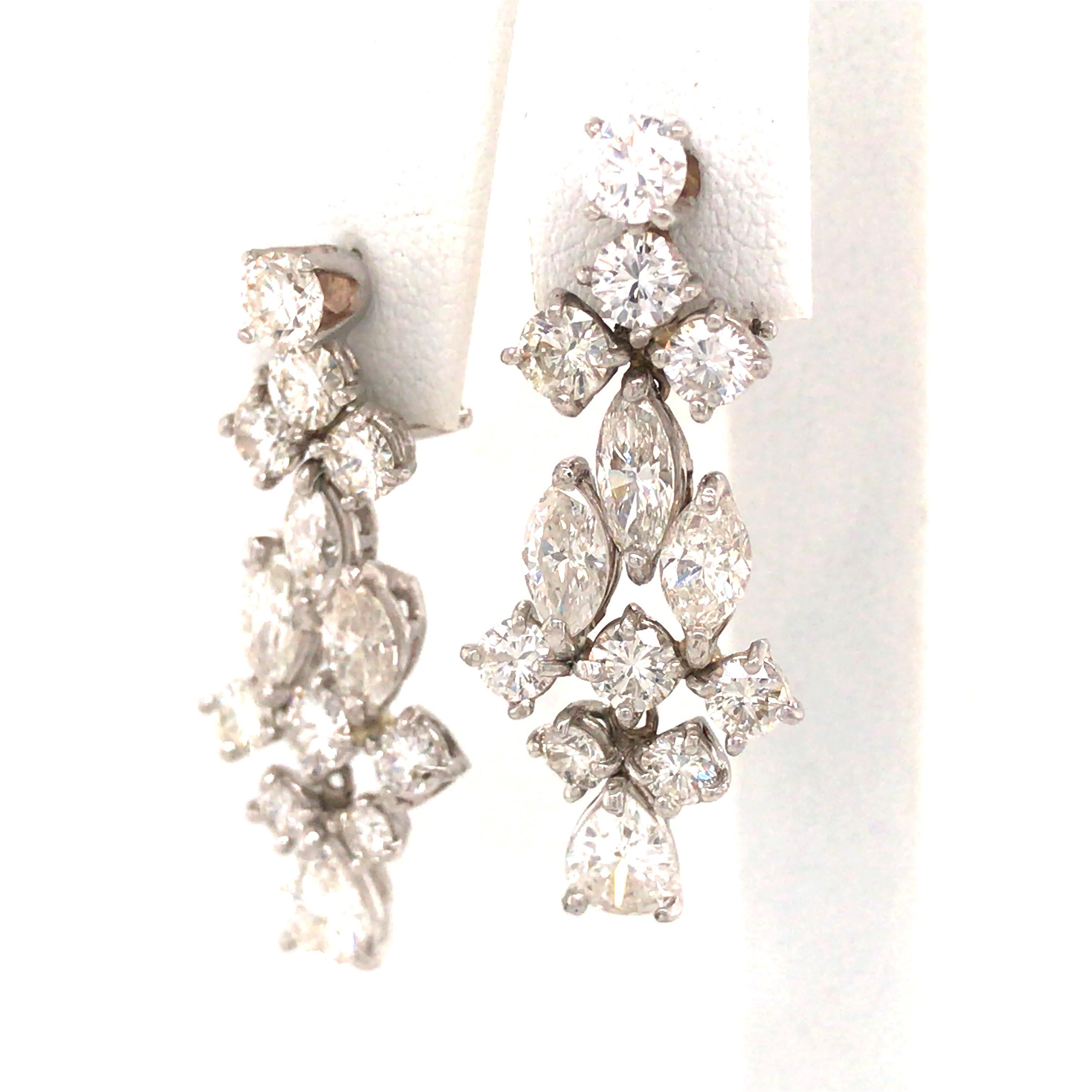 Platinum Multi-Shape Diamond Hanging Earrings 1