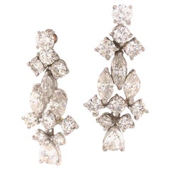 Platinum Multi-Shape Diamond Hanging Earrings Platinum Multi-Shape Diamond Hanging Earrings