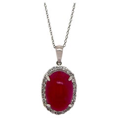 Platinum Myanmar Ruby And Diamond Pendant With Necklace