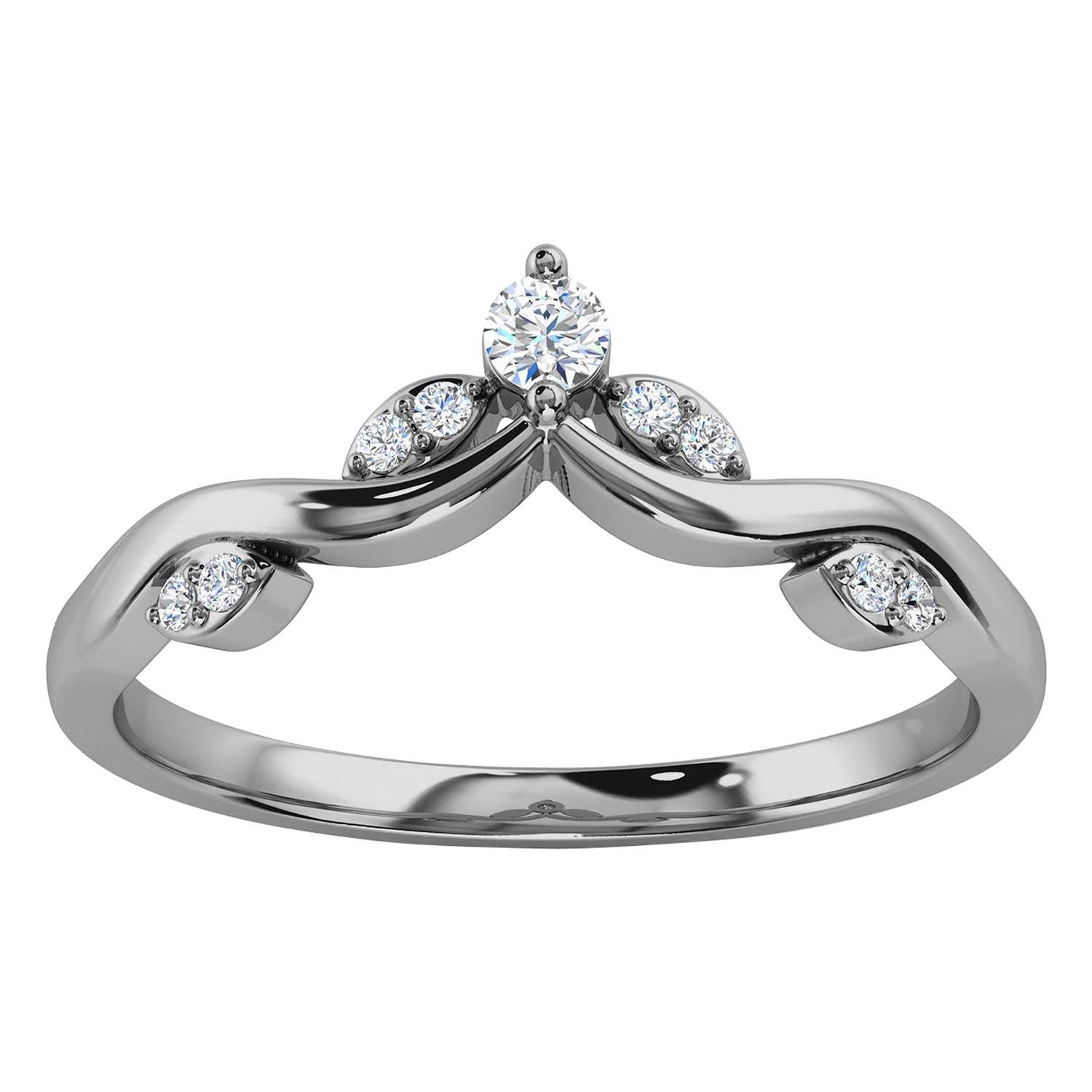 Bague en platine Narin de conception organique délicate avec diamants 1/10 carat tw