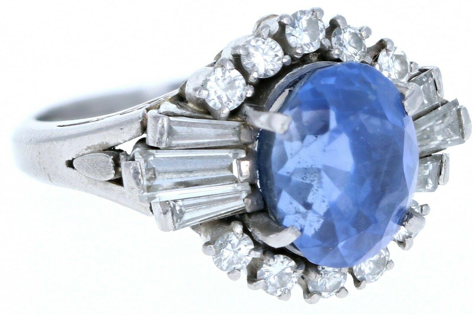 Platinum Natural 100% Guarantee No Heat Sapphire and Diamond Ring 6.75 Carat In Good Condition In Beverly Hills, CA
