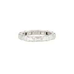 Platinum Natural 1.79 Carat Emerald Cut Diamond East/West Eternity Ring In Stock