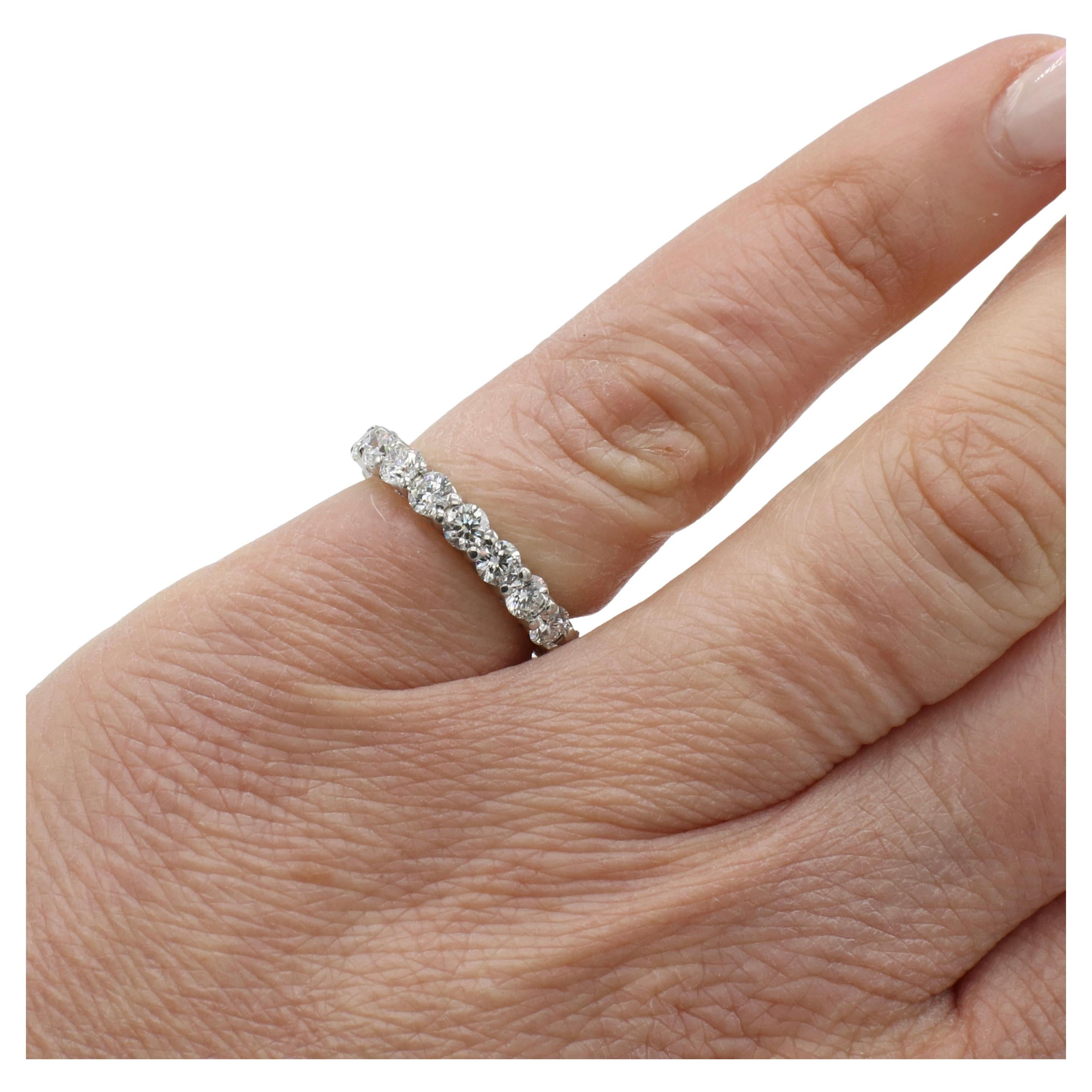 Round Cut Platinum Natural 2.00 Carat Diamond Eternity Band Wedding Ring  For Sale
