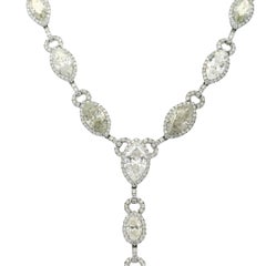 Platinum Natural 27.83ctw Diamond Drop Necklace