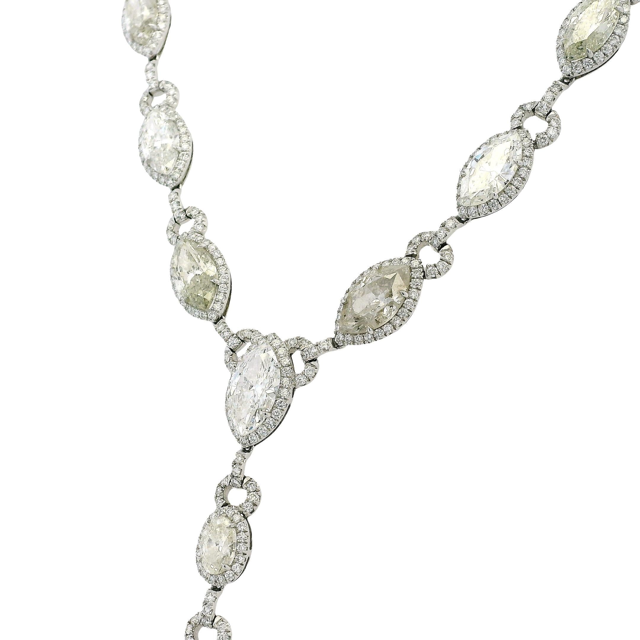 Platino Natural 27.83ctw Collar de Diamantes en Gota Moderno en venta