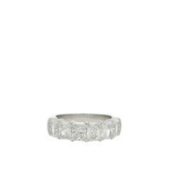 Platinum Natural 3.12 Carat Radiant Cut Diamond 6 Stone Half-Way Ring In Stock